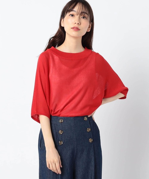 Grand PARK（グランドパーク）の「半袖サマーニット（ニット/セーター・レディース・ベージュ/キャメル/レッド/チャコールグレー/ブルー・FREE）」の5枚目の写真