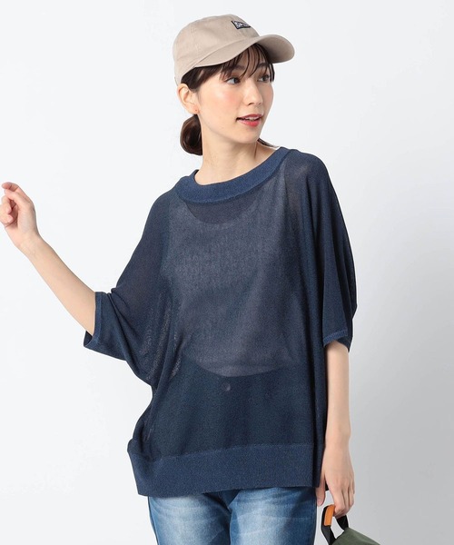 Grand PARK（グランドパーク）の「半袖サマーニット（ニット/セーター・レディース・ベージュ/キャメル/レッド/チャコールグレー/ブルー・FREE）」の3枚目の写真