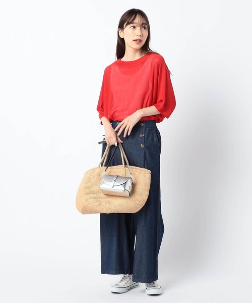 Grand PARK（グランドパーク）の「半袖サマーニット（ニット/セーター・レディース・ベージュ/キャメル/レッド/チャコールグレー/ブルー・FREE）」の7枚目の写真