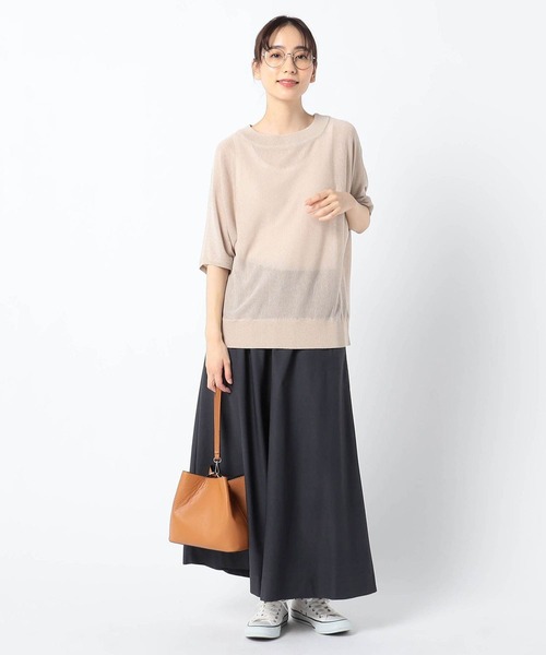 Grand PARK（グランドパーク）の「半袖サマーニット（ニット/セーター・レディース・ベージュ/キャメル/レッド/チャコールグレー/ブルー・FREE）」の9枚目の写真