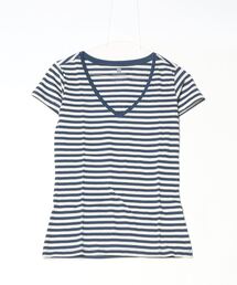 PACT（パクト）の「PACT WOMEN'S V-NECK TEE-NAVY STRIPE パクト　レディース　オーガニックコットン（Tシャツ/カットソー）」