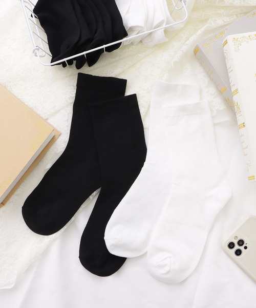 Lace Ladies(レースレディース)の「【10足セット】コットン無地スムースショート丈ソックス(ソックス/靴下・レディース・ブラック/マルチ/ホワイト・FREE)」の4枚目の写真
