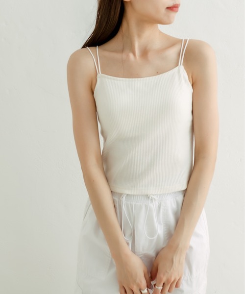 OLIVE des OLIVE（オリーブデオリーブ）の「カップ付きベーシックキャミソール　1031060260（キャミソール・レディース・ブラック/オフホワイト/ミント/ブラック系その他/ライム・FREE）」の7枚目の写真