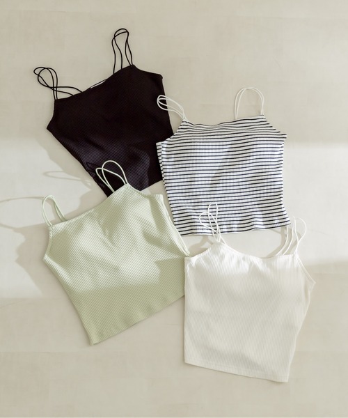 OLIVE des OLIVE（オリーブデオリーブ）の「カップ付きベーシックキャミソール　1031060260（キャミソール・レディース・ブラック/オフホワイト/ミント/ブラック系その他/ライム・FREE）」の6枚目の写真