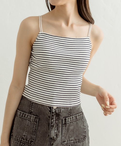 OLIVE des OLIVE（オリーブデオリーブ）の「カップ付きベーシックキャミソール　1031060260（キャミソール・レディース・ブラック/オフホワイト/ミント/ブラック系その他/ライム・FREE）」の19枚目の写真