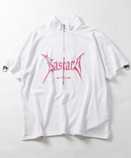JOHN'S CLOSET（ジョンズクローゼット）の「【31】[新色追加] 2WAY SLEEVE グラフィックプリント ハーフジップ 半袖/ロンT/ギミック（Tシャツ/カットソー・レディース・ホワイト/ブラック/ブラック系/ホワイト系/サックスブルー/ホワイト系1/ブラック系1/ホワイト系2/ブラック系2・LARGE/MEDIUM）」の16枚目の写真