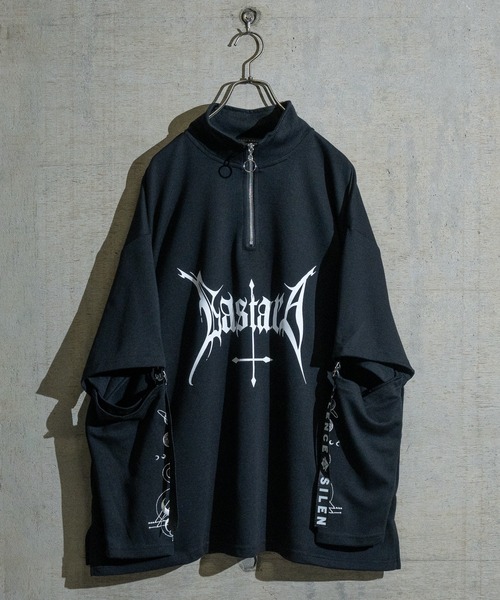 31】2WAY SLEEVE グラフィックプリント ハーフジップ（Tシャツ