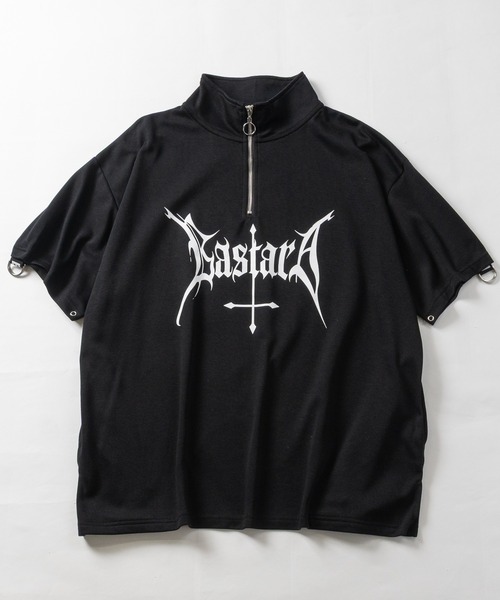 JOHN'S CLOSET（ジョンズクローゼット）の「【31】[新色追加] 2WAY SLEEVE グラフィックプリント ハーフジップ 半袖/ロンT/ギミック（Tシャツ/カットソー・レディース・ホワイト/ブラック/ブラック系/ホワイト系/サックスブルー/ホワイト系1/ブラック系1/ホワイト系2/ブラック系2・LARGE/MEDIUM）」の12枚目の写真