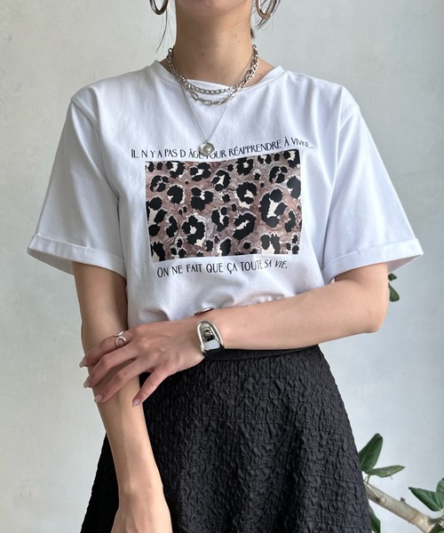 DouDou(ドゥドゥ)の「【WEB限定】レオパード転写TEE(Tシャツ/カットソー・レディース・ブラック/オフホワイト/ブラウン・FREE)」の17枚目の写真