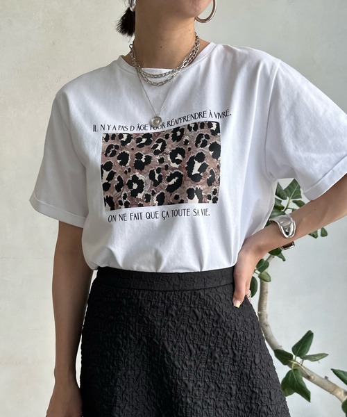 DouDou(ドゥドゥ)の「【WEB限定】レオパード転写TEE(Tシャツ/カットソー・レディース・ブラック/オフホワイト/ブラウン・FREE)」の7枚目の写真