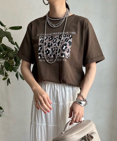 DouDou(ドゥドゥ)の「【WEB限定】レオパード転写TEE(Tシャツ/カットソー・レディース・ブラック/オフホワイト/ブラウン・FREE)」の16枚目の写真