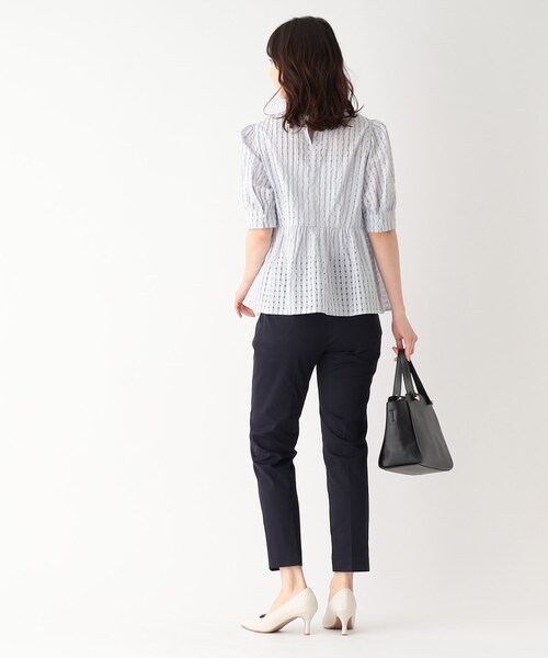 シアーチェックペプラムブラウス【洗濯機洗い可】