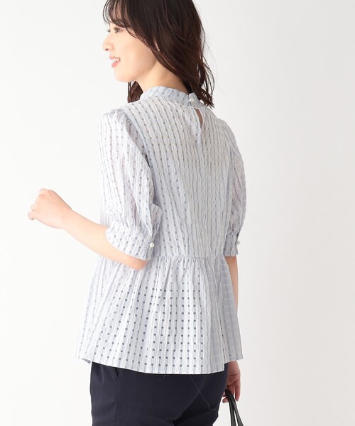 シアーチェックペプラムトップス レディース Fit more シアーチェックペプラムトップス レディース