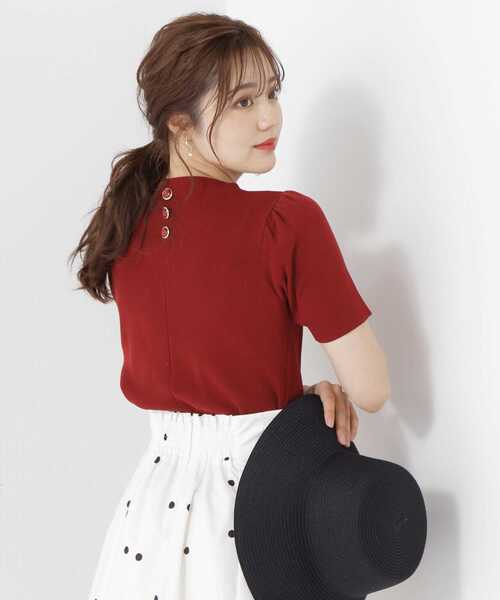 PROPORTION BODY DRESSING（プロポーションボディドレッシング）の「ハーフスリーブバックボタンニット / 1213270502（ニット/セーター・レディース・ブラック/グレー/ホワイト/レッド・SMALL/MEDIUM）」の4枚目の写真