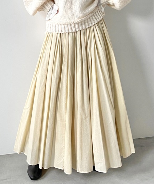 Libra Cue(リブラ キュー)の「コットンギャザーボリュームスカート(スカート・レディース・アイボリー/ブラック/ブルー/レッド/ベビーピンク/イエロー/チェック/ネイビー/ベージュ/ライトブルー/スカイブルー/カーキ・FREE)」の10枚目の写真