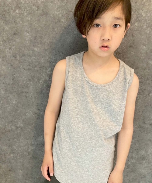 THE CASUAL(カジュアル)の「無地タンクトップ(タンクトップ・キッズ・オフホワイト/オレンジ/ネイビー/ダークグリーン/チャコール/ベージュ/杢グレー/ミント/モカ/ブラック・150cm/130cm/110cm/140cm/160cm/120cm)」の3枚目の写真