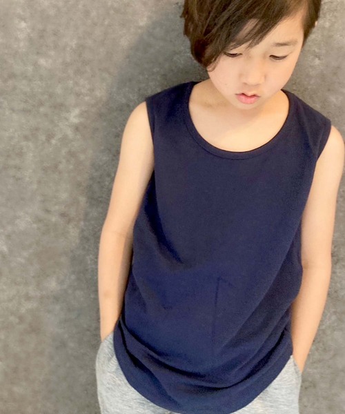 THE CASUAL(カジュアル)の「無地タンクトップ(タンクトップ・キッズ・オフホワイト/オレンジ/ネイビー/ダークグリーン/チャコール/ベージュ/杢グレー/ミント/モカ/ブラック・150cm/130cm/110cm/140cm/160cm/120cm)」の9枚目の写真