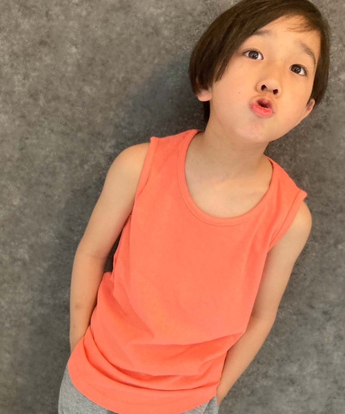 THE CASUAL(カジュアル)の「無地タンクトップ(タンクトップ・キッズ・オフホワイト/オレンジ/ネイビー/ダークグリーン/チャコール/ベージュ/杢グレー/ミント/モカ/ブラック・150cm/130cm/110cm/140cm/160cm/120cm)」の10枚目の写真