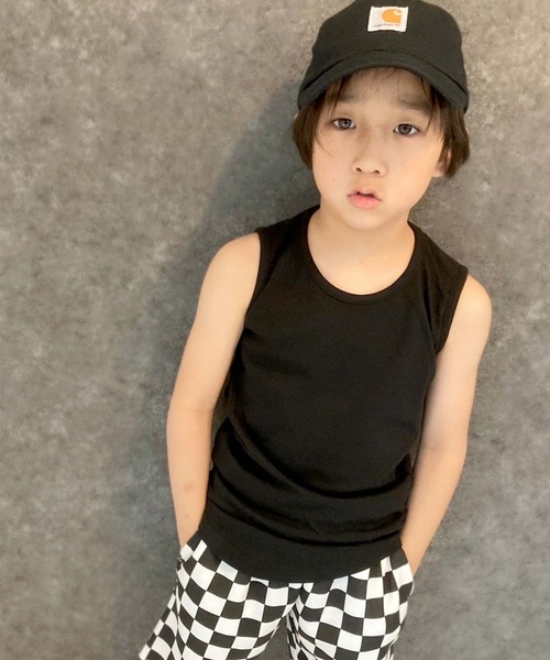 THE CASUAL(カジュアル)の「無地タンクトップ(タンクトップ・キッズ・オフホワイト/オレンジ/ネイビー/ダークグリーン/チャコール/ベージュ/杢グレー/ミント/モカ/ブラック・150cm/130cm/110cm/140cm/160cm/120cm)」の1枚目の写真