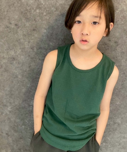 THE CASUAL(カジュアル)の「無地タンクトップ(タンクトップ・キッズ・オフホワイト/オレンジ/ネイビー/ダークグリーン/チャコール/ベージュ/杢グレー/ミント/モカ/ブラック・150cm/130cm/110cm/140cm/160cm/120cm)」の7枚目の写真