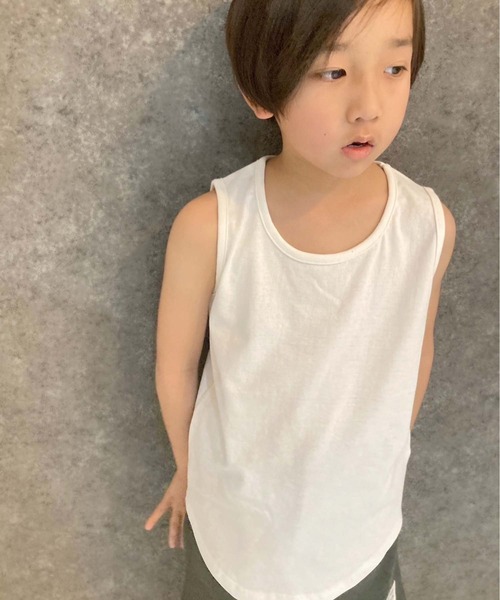 THE CASUAL(カジュアル)の「無地タンクトップ(タンクトップ・キッズ・オフホワイト/オレンジ/ネイビー/ダークグリーン/チャコール/ベージュ/杢グレー/ミント/モカ/ブラック・150cm/130cm/110cm/140cm/160cm/120cm)」の12枚目の写真