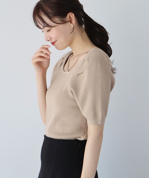 BLUEEAST（ブルーイースト）の「前後2WAYホルターネックプルオーバー（ニット/セーター・レディース・ブラック/ベージュ/オフホワイト/ブルー・MEDIUM）」の19枚目の写真