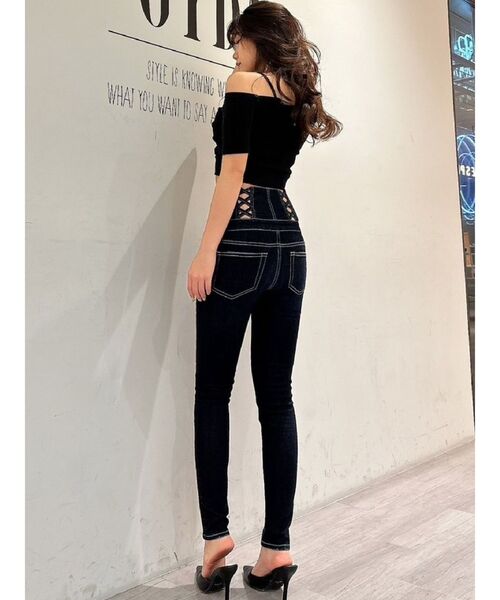 GYDA（ジェイダ）の「ハーフスリーブカシュクールオフショルショートTOPS（Tシャツ/カットソー・レディース・オレンジ/ブラック/オフホワイト・FREE）」の21枚目の写真