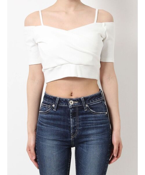 確認用！GYDA ハーフスリーブカシュクールオフショルショートTOPS BK SALE】GYDA ハーフスリーブカシュクールオフショルショート