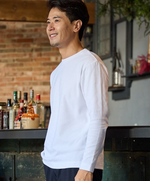 UNION STATION(ユニオンステーション)の「リンクスジャガード幾何学柄ロンT(Tシャツ/カットソー・メンズ・ホワイト/ブルー/ブラック・LL/M/L)」の15枚目の写真