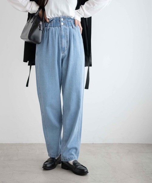 WEGO（ウィゴー）の「WEGO/【マルチサイズ】ウエストフリルデニムマムパンツ（デニムパンツ・レディース・ライトインディゴブルー/コバルトブルー/ブラック系その他/ブラック・MEDIUM/SMALL/LARGE/X-SMALL）」の4枚目の写真