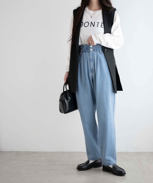 WEGO（ウィゴー）の「WEGO/【マルチサイズ】ウエストフリルデニムマムパンツ（デニムパンツ・レディース・ライトインディゴブルー/コバルトブルー/ブラック系その他/ブラック・MEDIUM/SMALL/LARGE/X-SMALL）」の11枚目の写真