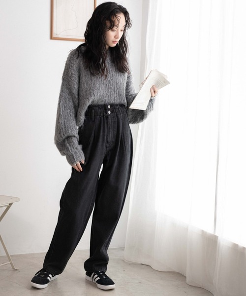 セール】WEGO/【マルチサイズ】ウエストフリルデニムマムパンツ