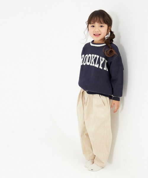 MAKE YOUR DAY（メイクユアデイ）の「BROOKLYNロゴジャガードニット■80～140cm（ニット/セーター・キッズ・マスタード/ネイビー・120/100/130/80/90/110/140）」の5枚目の写真