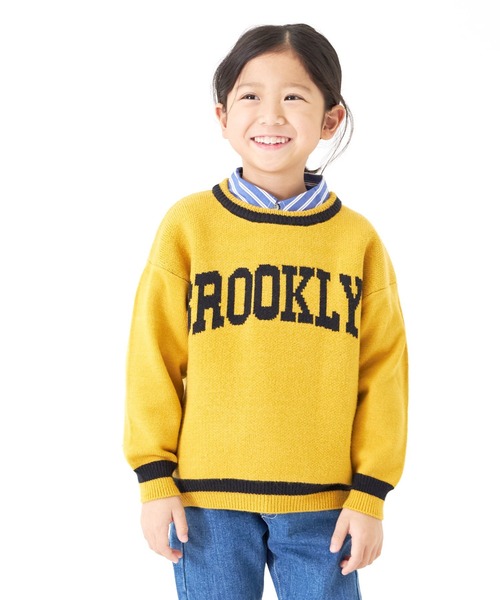 MAKE YOUR DAY（メイクユアデイ）の「BROOKLYNロゴジャガードニット■80～140cm（ニット/セーター・キッズ・マスタード/ネイビー・120/100/130/80/90/110/140）」の8枚目の写真