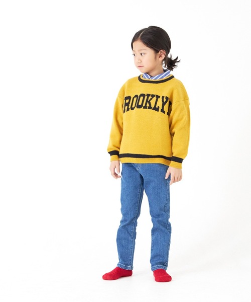 MAKE YOUR DAY（メイクユアデイ）の「BROOKLYNロゴジャガードニット■80～140cm（ニット/セーター・キッズ・マスタード/ネイビー・120/100/130/80/90/110/140）」の11枚目の写真