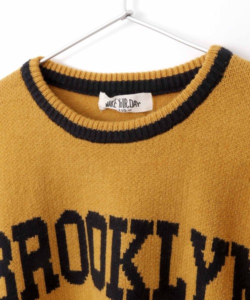 MAKE YOUR DAY（メイクユアデイ）の「BROOKLYNロゴジャガードニット■80～140cm（ニット/セーター・キッズ・マスタード/ネイビー・120/100/130/80/90/110/140）」の19枚目の写真
