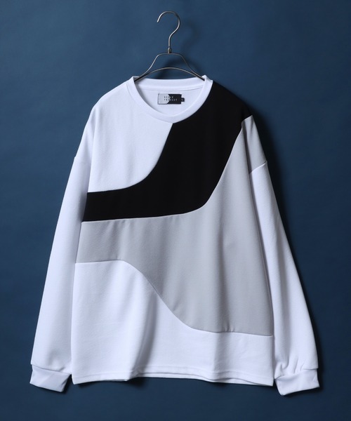 ANPAS（アンパス）の「Amunzen Wave Switching Design Oversized T-shirt/梨地 ウェーブ切替 オーバーサイズ Tシャツ（Tシャツ/カットソー・メンズ・グレー系その他/ブラック系その他2/ブラック系その他/ホワイト系その他2/グレー系その他2/ホワイト系その他・M/L）」の2枚目の写真