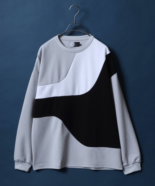 ANPAS（アンパス）の「Amunzen Wave Switching Design Oversized T-shirt/梨地 ウェーブ切替 オーバーサイズ Tシャツ（Tシャツ/カットソー・メンズ・グレー系その他/ブラック系その他2/ブラック系その他/ホワイト系その他2/グレー系その他2/ホワイト系その他・M/L）」の5枚目の写真