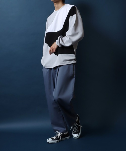 ANPAS（アンパス）の「Amunzen Wave Switching Design Oversized T-shirt/梨地 ウェーブ切替 オーバーサイズ Tシャツ（Tシャツ/カットソー・メンズ・グレー系その他/ブラック系その他2/ブラック系その他/ホワイト系その他2/グレー系その他2/ホワイト系その他・M/L）」の20枚目の写真