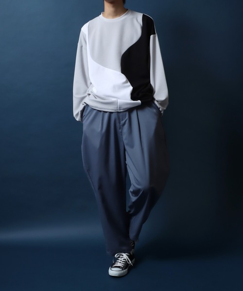 ANPAS（アンパス）の「Amunzen Wave Switching Design Oversized T-shirt/梨地 ウェーブ切替 オーバーサイズ Tシャツ（Tシャツ/カットソー・メンズ・グレー系その他/ブラック系その他2/ブラック系その他/ホワイト系その他2/グレー系その他2/ホワイト系その他・M/L）」の21枚目の写真