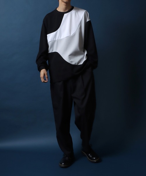 ANPAS（アンパス）の「Amunzen Wave Switching Design Oversized T-shirt/梨地 ウェーブ切替 オーバーサイズ Tシャツ（Tシャツ/カットソー・メンズ・グレー系その他/ブラック系その他2/ブラック系その他/ホワイト系その他2/グレー系その他2/ホワイト系その他・M/L）」の18枚目の写真