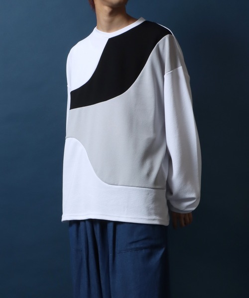 ANPAS（アンパス）の「Amunzen Wave Switching Design Oversized T-shirt/梨地 ウェーブ切替 オーバーサイズ Tシャツ（Tシャツ/カットソー・メンズ・グレー系その他/ブラック系その他2/ブラック系その他/ホワイト系その他2/グレー系その他2/ホワイト系その他・M/L）」の22枚目の写真