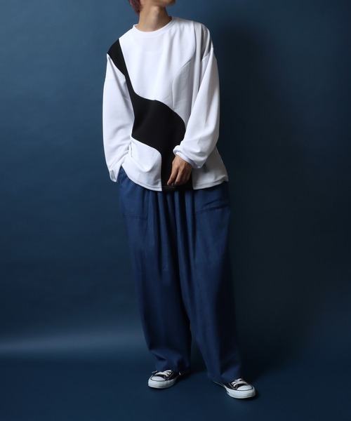 ANPAS（アンパス）の「Amunzen Wave Switching Design Oversized T-shirt/梨地 ウェーブ切替 オーバーサイズ Tシャツ（Tシャツ/カットソー・メンズ・グレー系その他/ブラック系その他2/ブラック系その他/ホワイト系その他2/グレー系その他2/ホワイト系その他・M/L）」の17枚目の写真