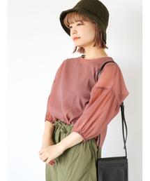 ehka sopo | ボリュームスリーブシアーブラウス(シャツ/ブラウス)