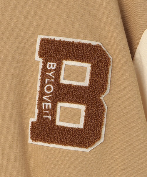 by LOVEiT(バイラビット)の「Bワッペン裏毛スタジャン(Tシャツ/カットソー・キッズ・ブラック/ベージュ/ピンク・140cm/130cm/160cm/150cm/120cm)」の12枚目の写真