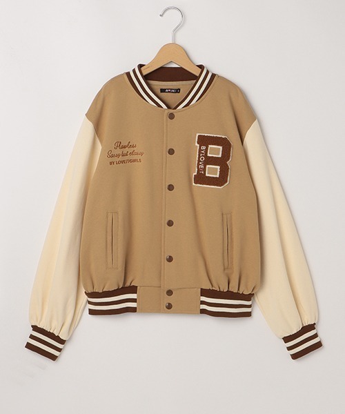 by LOVEiT(バイラビット)の「Bワッペン裏毛スタジャン(Tシャツ/カットソー・キッズ・ブラック/ベージュ/ピンク・140cm/130cm/160cm/150cm/120cm)」の15枚目の写真
