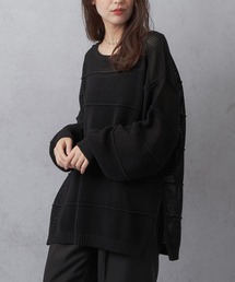 【Lull / ルル】ボーダーメッシュニット