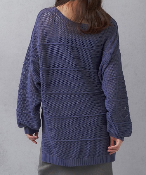 Lull（ルル）の「【Lull / ルル】ボーダーメッシュニット（ニット/セーター・レディース・アイボリー/ブラック/グリーン/ブルー・ONESIZE）」の10枚目の写真