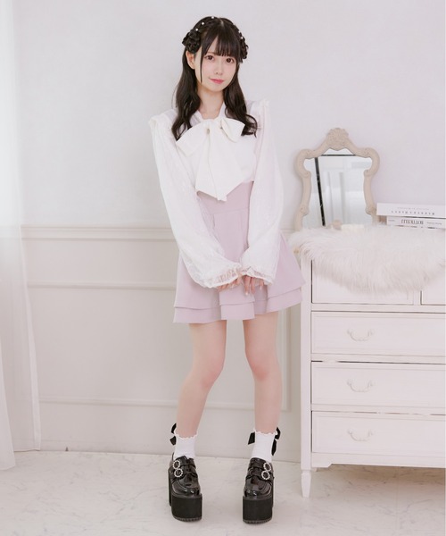 Pal elfy(パルエルフィー)の「レースリボンブラウス(シャツ/ブラウス・レディース・オフホワイト/ブラック・フリー)」の4枚目の写真