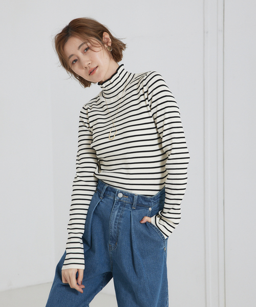 abahouse mavie(アバハウスマヴィ)の「ポリエステルリブハイネック(ニット/セーター・レディース・ホワイト/ホワイト系その他/ブラック/ダークオレンジ・フリー)」の18枚目の写真